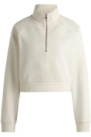 HUGO BOSS Cropped-Sweatshirt aus Baumwoll-Terry mit Logo-Stickerei
