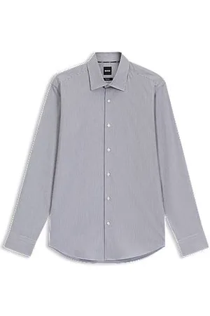 HUGO BOSS Regular-Fit Hemd aus elastischem Baumwoll-Twill mit bügelleichtem Finish