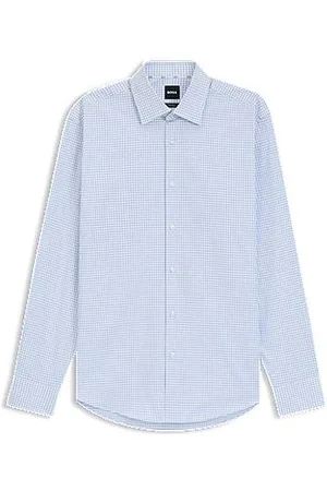 HUGO BOSS Regular-Fit Hemd aus elastischem Baumwoll-Twill mit bügelleichtem Finish
