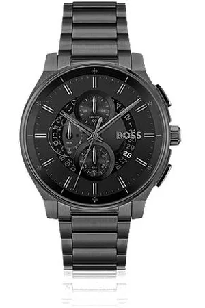 HUGO BOSS Schwarz beschichteter Chronograph mit transparentem Zifferblatt