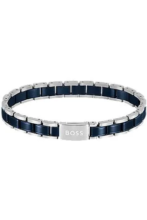 HUGO BOSS Armband aus silberfarbenem und blau beschichtetem Edelstahl