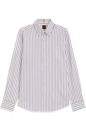 HUGO BOSS Regular-Fit Hemd aus gestreifter Stretch-Baumwolle