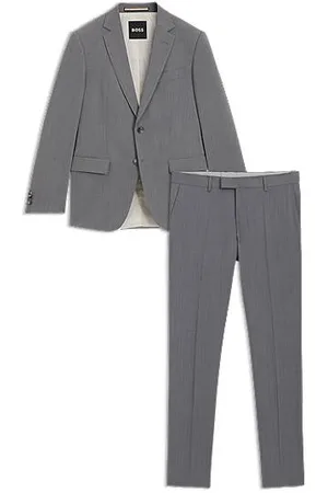 HUGO BOSS Filigran gemusterter Slim-Fit Anzug aus Stretch-Gewebe