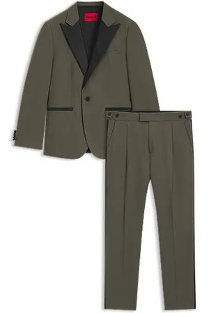 HUGO BOSS Modern-Fit Popeline-Anzug aus Woll-Mix