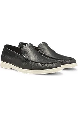HUGO BOSS Mokassins aus gewalktem Leder mit Logo-Detail
