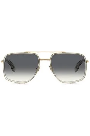 HUGO BOSS Sonnenbrille in goldfarbener Optik mit Doppelsteg