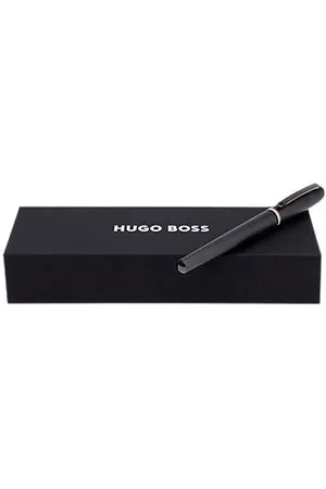 HUGO BOSS Gebürsteter Tintenroller mit Signature-Streifen am Ring