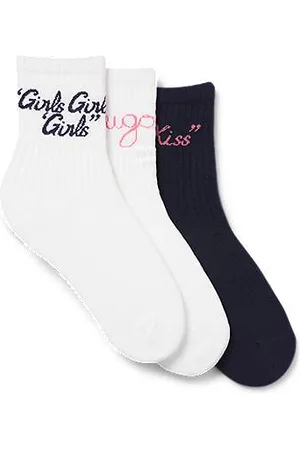 HUGO BOSS Dreier-Pack kurze Socken mit Rippstruktur und Slogans