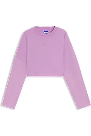 HUGO BOSS Sweatshirt aus Baumwolle in Cropped-Länge mit Logo-Print