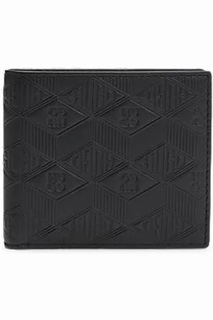 HUGO BOSS Klapp-Geldbörse aus Leder mit geometrischen Logos