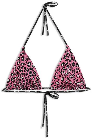 HUGO BOSS Gemustertes Bikinitop mit Logo-Bändern