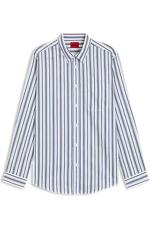 HUGO BOSS Oversized Hemd aus gestreifter Baumwoll-Popeline