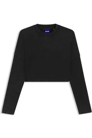 HUGO BOSS Sweatshirt aus Baumwolle in Cropped-Länge mit Logo-Print