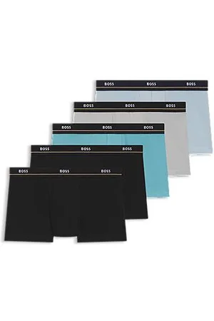 HUGO BOSS Fünfer-Pack eng anliegende Boxershorts mit kurzem Bein aus Stretch-Baumwolle mit Logos am Bund