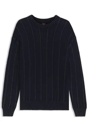 HUGO BOSS Pullover aus Baumwolle mit Ripp- und Reis-Struktur