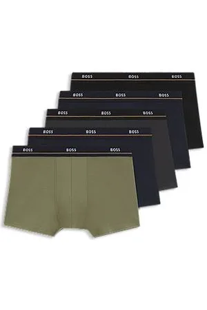 HUGO BOSS Fünfer-Pack eng anliegende Boxershorts mit kurzem Bein aus Stretch-Baumwolle mit Logos am Bund