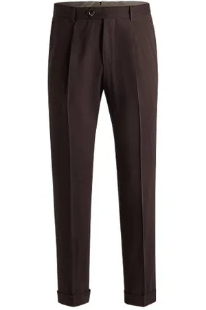 HUGO BOSS Bundfaltenhose aus Leinen-Mix mit Schurwolle