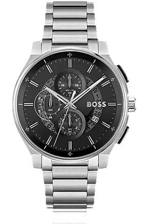 HUGO BOSS Chronograph aus Edelstahl mit transparentem Zifferblatt
