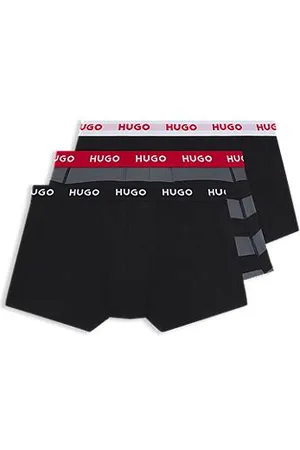 HUGO BOSS Dreier-Pack eng anliegende Boxershorts aus Stretch-Baumwolle mit kurzem Bein und Logo-Bund