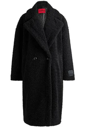 HUGO BOSS Zweireihiger Oversized Mantel aus Kunstfell