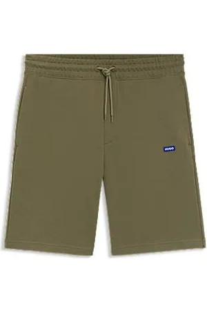 HUGO BOSS Shorts aus Baumwoll-Terry mit Tunnelzug und blauem Logo-Label