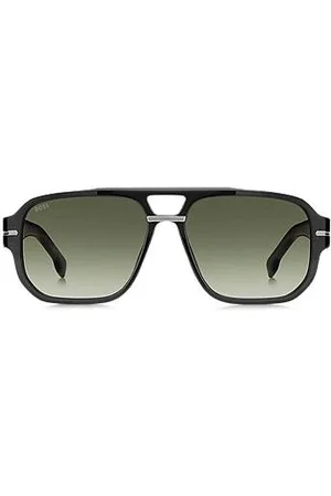 HUGO BOSS Sonnenbrille aus grauem Acetat mit gemusterten Akzenten