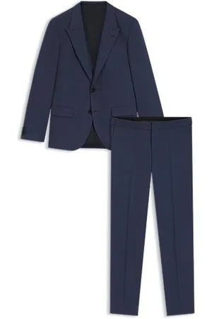 HUGO BOSS Slim-Fit Dreiteiler mit Sharkskin-Struktur