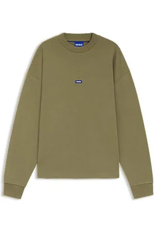 HUGO BOSS Sweatshirt aus Baumwoll-Terry mit blauem Logo-Label