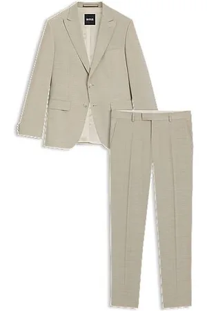 HUGO BOSS Karierter Slim-Fit Anzug aus Stretch-Wolle