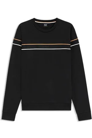 HUGO BOSS Sweatshirt aus Baumwoll-Terry mit Signature-Streifen