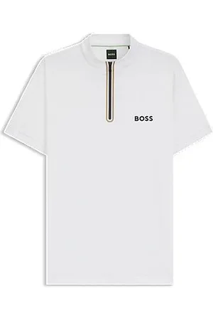 HUGO BOSS Active T-Shirt aus Stretch-Jersey mit Troyerkragen