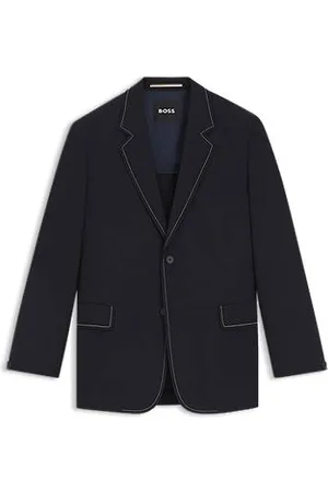 HUGO BOSS Relaxed-Fit Jacke aus Schurwolle mit Kontrast-Nähten