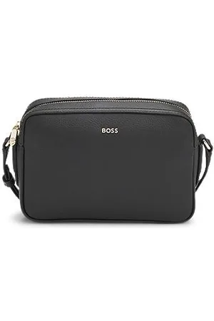 HUGO BOSS Umhängetasche aus genarbtem Leder mit Logo-Schriftzug