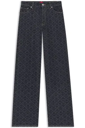 HUGO BOSS Jeans aus Denim mit extra weitem Beinverlauf und Monogramm-Laser-Print