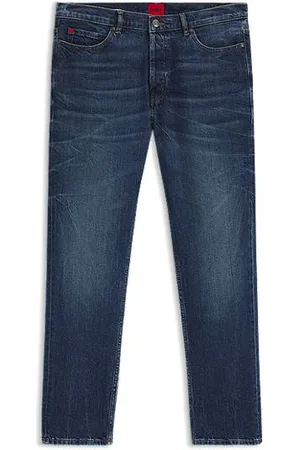 HUGO BOSS Tapered-Fit Jeans aus blauem Stretch-Denim