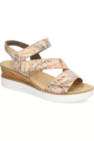 Rieker Damen Sandalen - Glattleder Keilsandale - multicolor