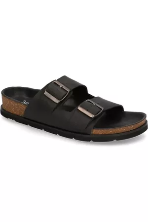 Pat Calvin Herren Hausschuhe - Nubukleder Pantoffel - schwarz