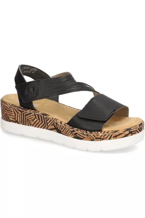 Rieker Damen Sandalen - Keilsandale - schwarz