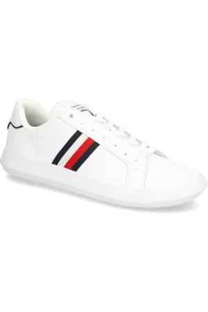 Tommy Hilfiger Herren Sneakers - CORPORATE LEATHER CUP STRIPES - weiss