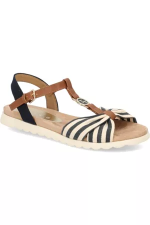 TOM TAILOR Damen Sandalen - Textil Sandale - blau
