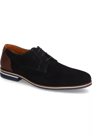 Lazzarini Herren Schnürschuhe - Veloursleder Schnürer elegant - blau
