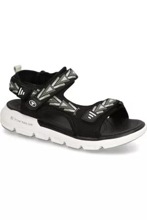 TOM TAILOR Damen Sandalen - Textil Sandale - schwarz