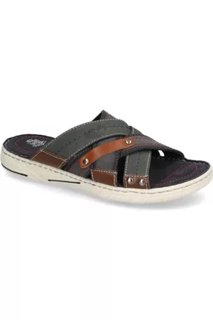 Master Class Herren Hausschuhe - Lederkombi Pantoffel - blau