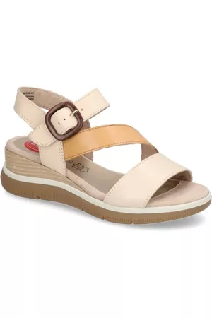 Jana Damen Sandalen - Glattleder Keilsandale - beige