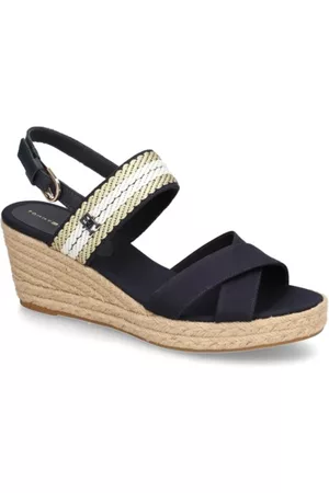 Tommy Hilfiger Damen Sandalen - GOLDEN WEBBING MID WEDGE - blau