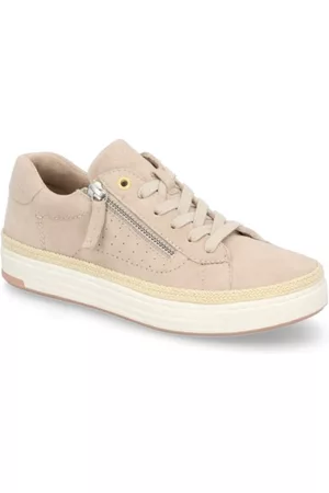 Jana Damen Sneakers - Veloursleder Sneaker - beige
