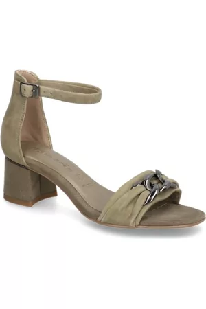 Tamaris Damen Sandalen - Veloursleder Sandale - grün