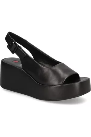 Högl Damen Sandalen - Glattleder Keilsandale - schwarz