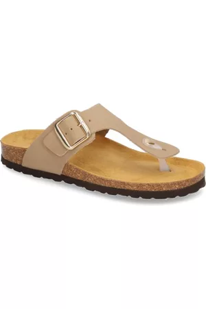 Natura Damen Hausschuhe - Glattleder Pantoffel - beige