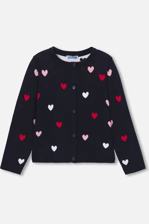 Jacadi Strickjacke für Mädchen mit Jacquard-Herzmuster